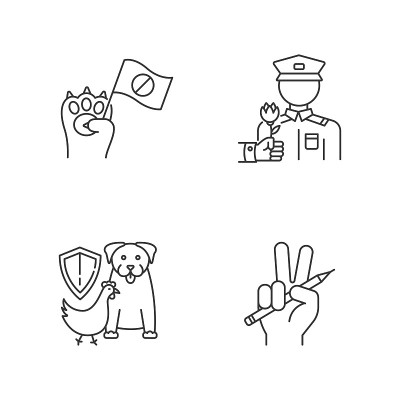 社会激进主义像素完美的线性图标集