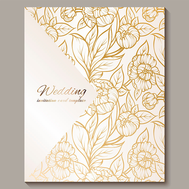 Exquisite royal luxury wedding invitation, gold on