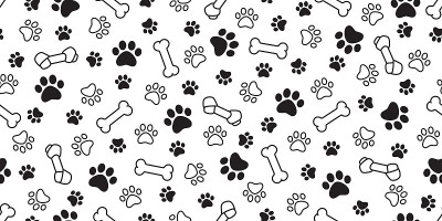Dog bone paw seamless pattern vector pet footprint