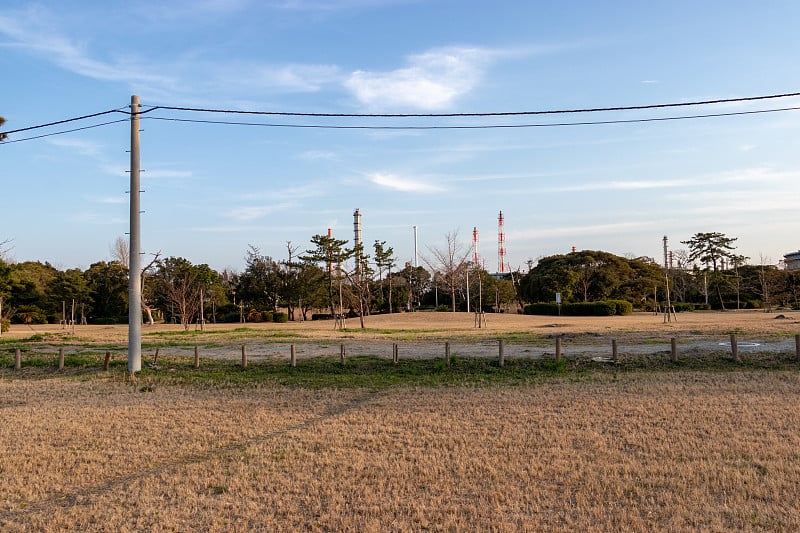 日本千叶县市原市泥井海岸，约郎河海滨公园