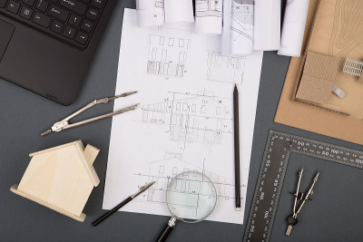 建筑师工作场所-施工图，比例模型和工具