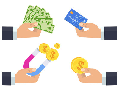 货币兑换平面矢量插图。银行、投资和预算。