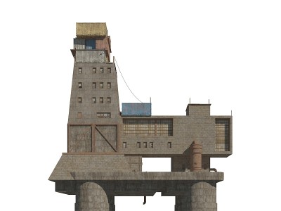工业建筑的未来概念孤立在白色背景的3d插图