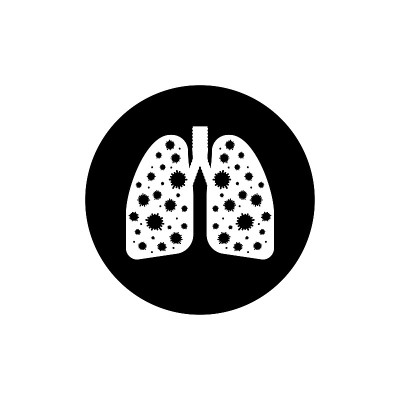 肺部感染的冠状病毒。图标为医疗设计。向量孤立