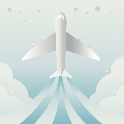 矢量平面和天空背景。