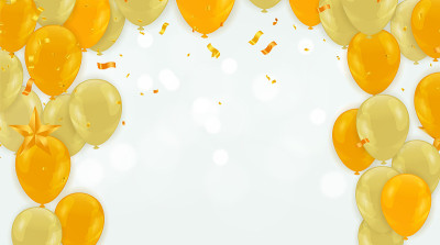 庆祝背景模板用于新年活动、派对、生日和任何其他由金色气球组成的欢乐主题的活动。