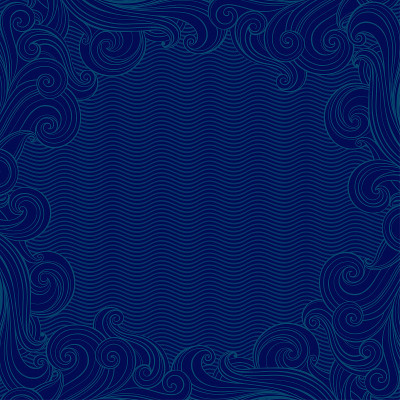 Marine square frame. Vector background with hand-d
