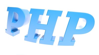 PHP蓝色弯曲写在白色背景- 3D渲染插图
