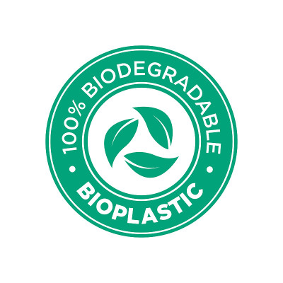 生物塑料，100%生物降解图标。