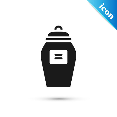Grey Funeral urn icon isolated on white background