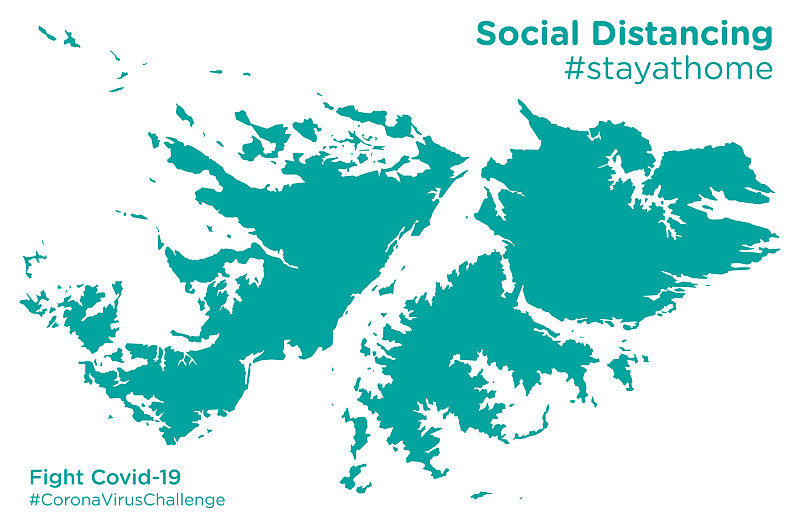 福克兰群岛的社交距离标签#待在家里