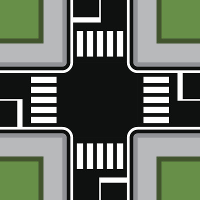 带有人行横道矢量的城市十字路口