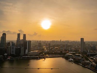 新加坡海湾天桥旁的花园