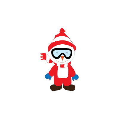 冬季运动雪人吉祥物插图向量