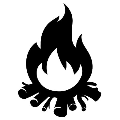Fire flame icon. Black icon isolated on white back