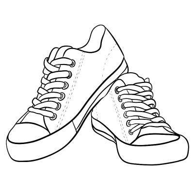 轮廓黑白插图的运动鞋。