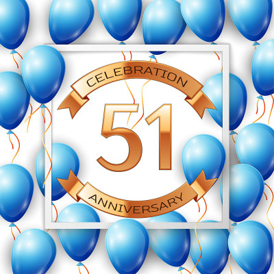 Realistic Blue balloons with inscription in centre
