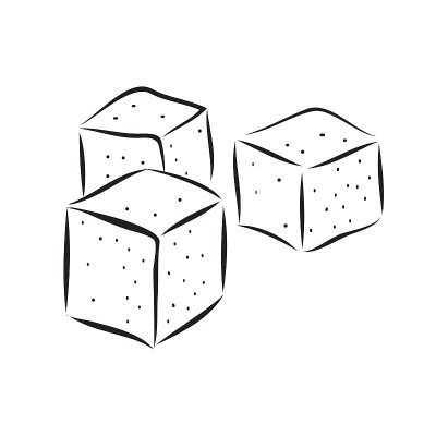 糖的肿块。用直线画的矢量草图。