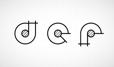 建筑图形线性字体与小写字母def