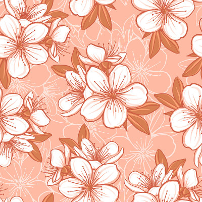 Seamless pattern with cherry blossom