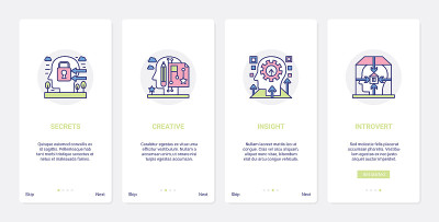 思维创意过程，线心理UX, UI登陆手机应用页面屏幕设置