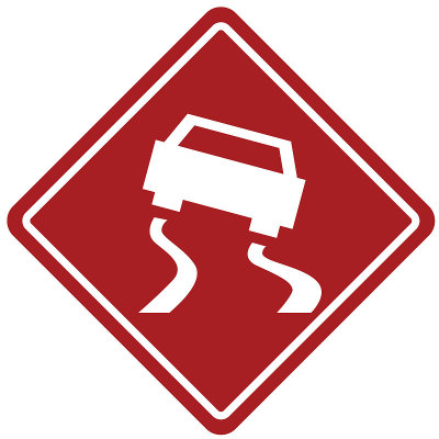 湿滑的道路上图标