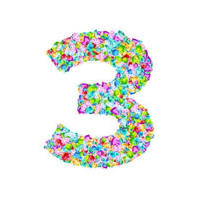 矢量彩色宝石石字体，数字3