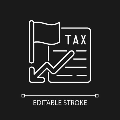 减税白色线性图标为黑色主题