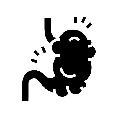 膨胀消化系统字形图标矢量插图