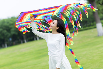 美丽的女孩和她的风筝