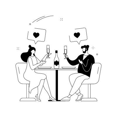 浪漫约会抽象概念矢量插图。