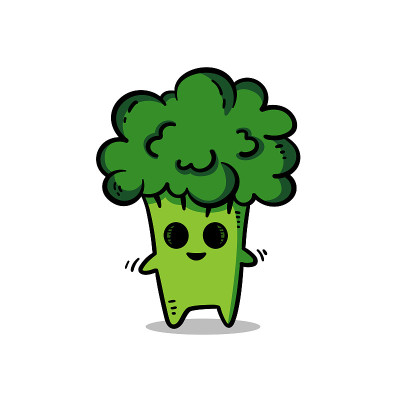 花椰菜卡通人物插图向量