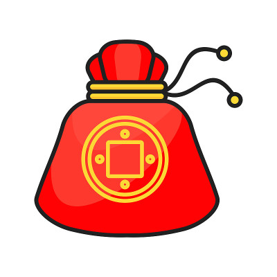 Red Chinese money bag with pattern and traditional