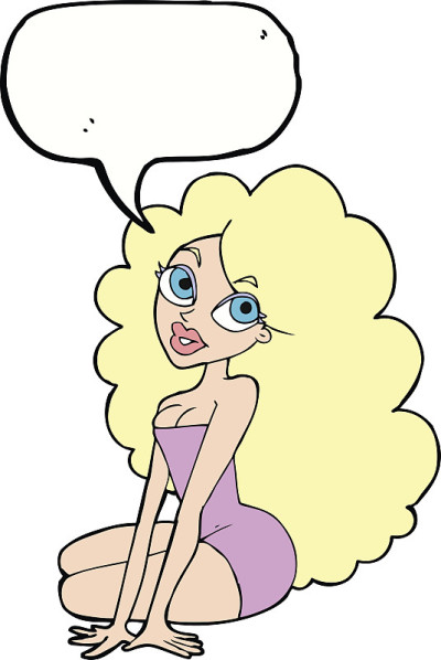 卡通美女与语音泡泡
