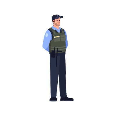 武装警察半平面RGB彩色矢量插图