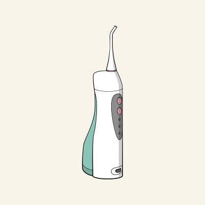 电动口腔冲洗器，水牙线。矢量插图。