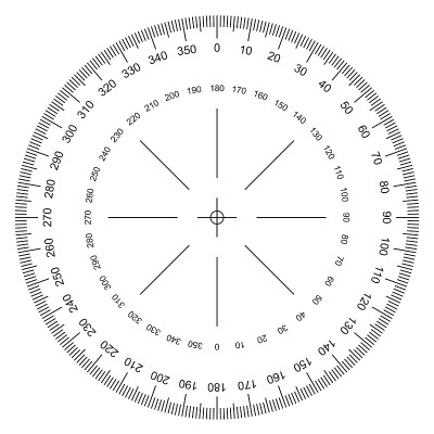 空白量角器-实际尺寸在背景矢量上分离的刻度