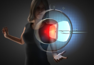 女人和人工授精工程的全息图