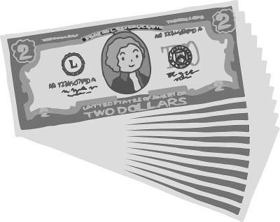 Monochrome Bunch of Cute hand-painted 2 US dollar 