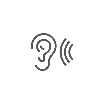 ear hearing vector icon concept, isolated on white