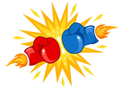 red and blue gloves with fire
