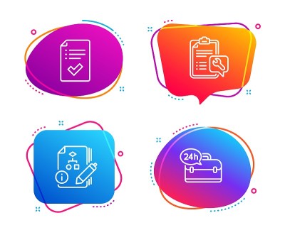 Approved checklist, Spanner and Algorithm icons se