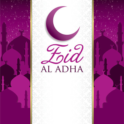 清真寺Eid Al Adha卡在矢量格式。