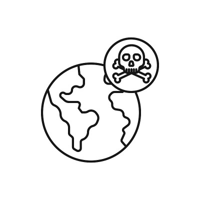 带有头骨的世界图标