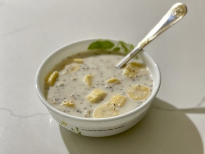 燕麦和香蕉加牛奶