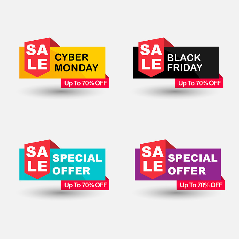 Colorful sale label special offer, Black Friday an