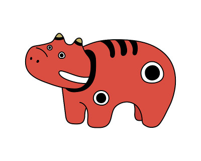 日本可爱的Akabeko插画