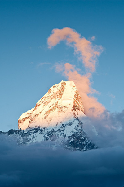 日落时分在阿玛Dablam