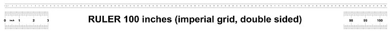 Ruler 100 inches imperial. The division price is 1