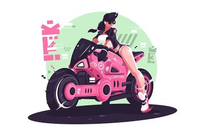 魅力少女骑摩托车
